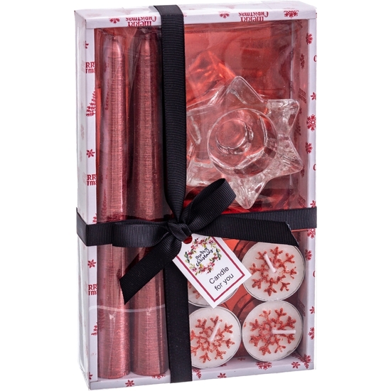 SET VELAS Y SOPORTE NAVIDAD ROJO Y BLANCO. CAJA 22X13 image 0