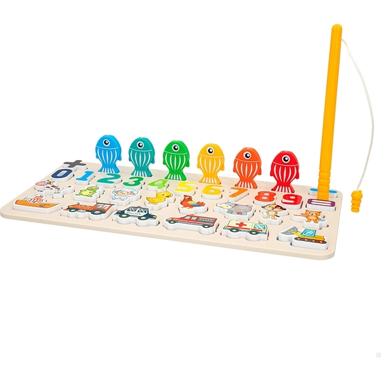 JUEGO DE LÓGICA PESCA CON IMÁN. NÚMEROS, ANIMALES Y VEHÍCULOS image 0
