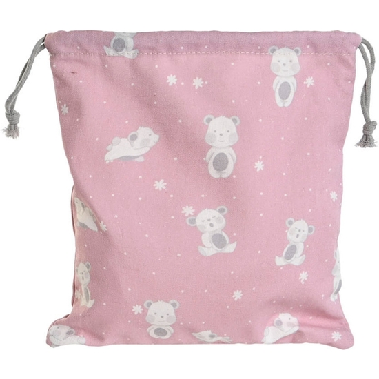 BOLSA MERIENDA LIENZO OSOS BABY 24X26X2 AZUL Y ROSA image 0