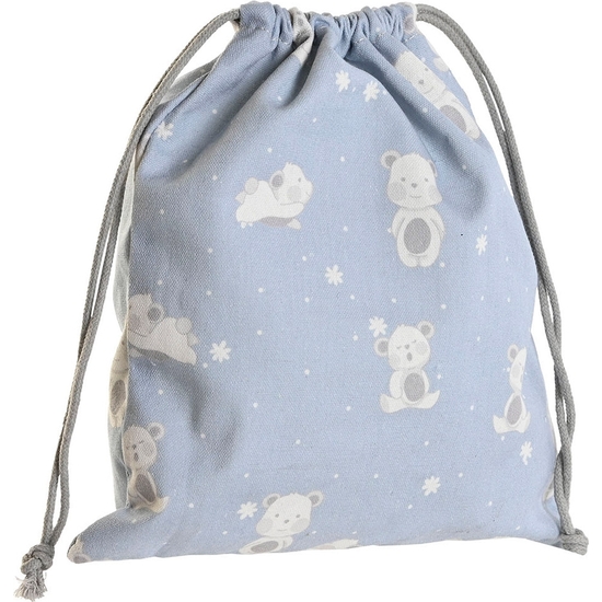 BOLSA MERIENDA LIENZO OSOS BABY 24X26X2 AZUL Y ROSA image 1