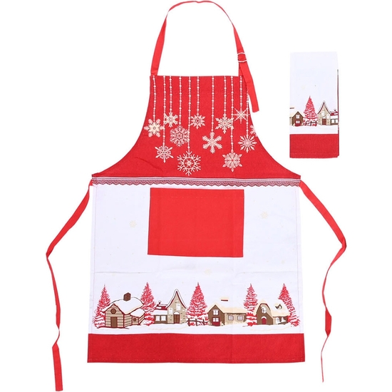 SET DELANTAL Y PAÑO COCINA NAVIDAD ALGODÓN 2 COLORES image 0