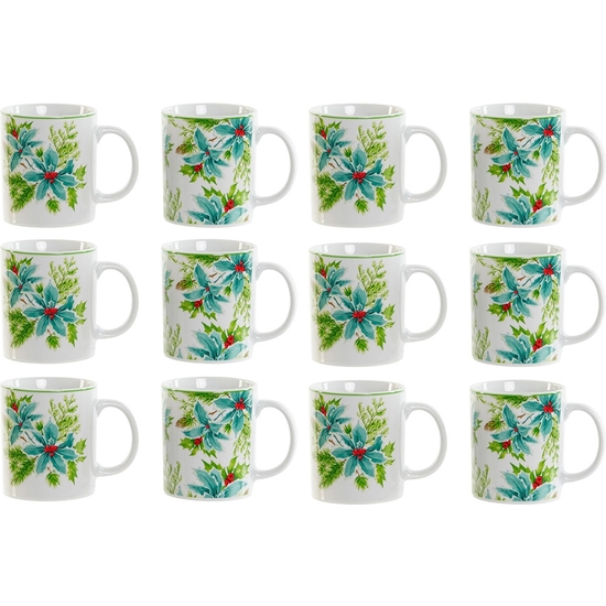 CAJA 12 TAZA MUG HOJAS NAVIDAD 300 ML 2 MODELOS image 0