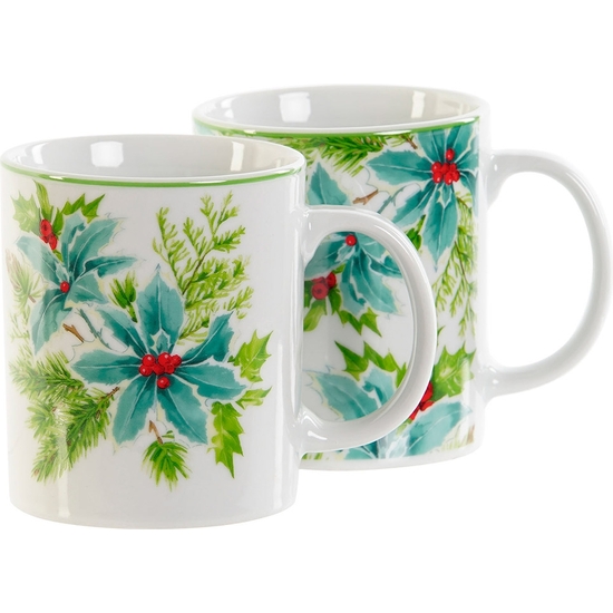 CAJA 12 TAZA MUG HOJAS NAVIDAD 300 ML 2 MODELOS image 1