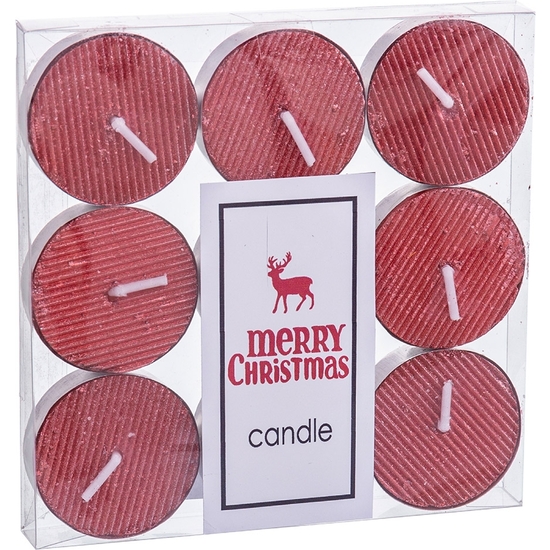 PACK 9 VELAS TEALIGHT ROJO 3,50 CM. CAJA 11X11 image 0