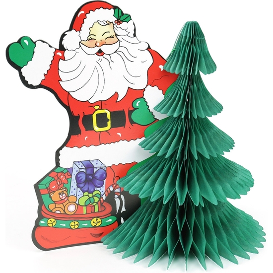 PAPÁ NOEL CON ABETO PAPEL PARA DECORACIÓN 27X26X18 image 0