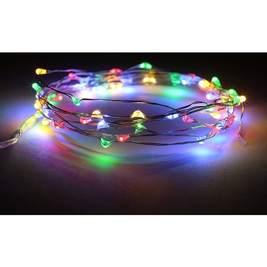 GUIRNALDA 100 LUCES MULTICOLOR MICRO LED A PILAS image 0