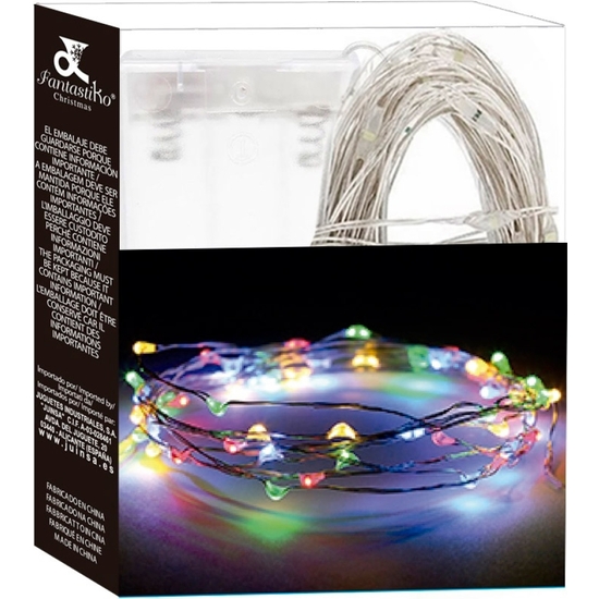 GUIRNALDA 100 LUCES MULTICOLOR MICRO LED A PILAS image 1