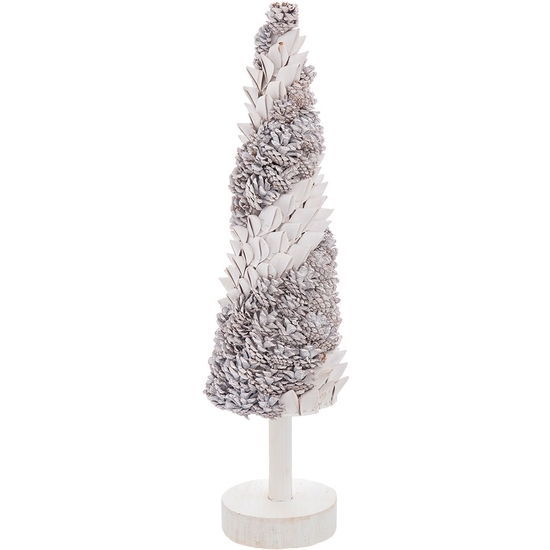 ÁRBOL DECORACIÓN CON PIÑAS PLATA Y BLANCO 75 CM ALTO image 0