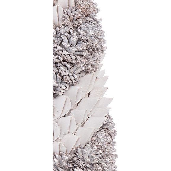 ÁRBOL DECORACIÓN CON PIÑAS PLATA Y BLANCO 75 CM ALTO image 1