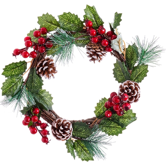 CORONA PARA PUERTAS Y DECORACIÓN RAMAS NAVIDAD 24 CM image 0