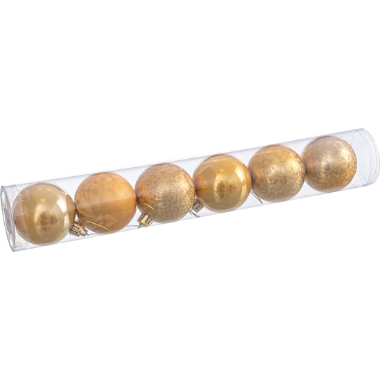 TUBO CON 6 BOLAS 6 CM NAVIDAD ORO ENVEJECIDO image 0