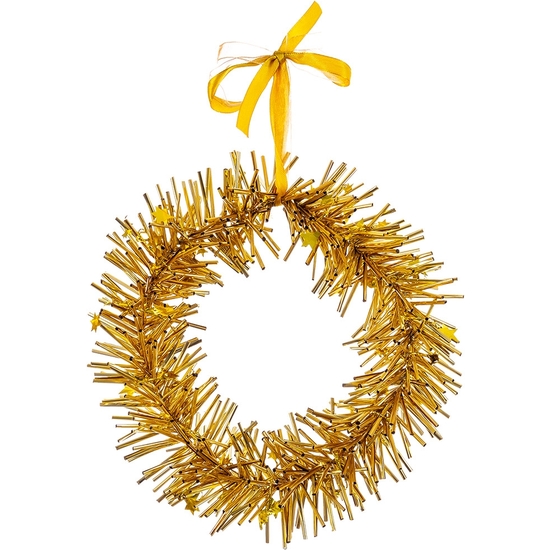 CORONA ESPUMILLÓN ORO 25 CM PARA PUERTA O DECORACIÓN image 0