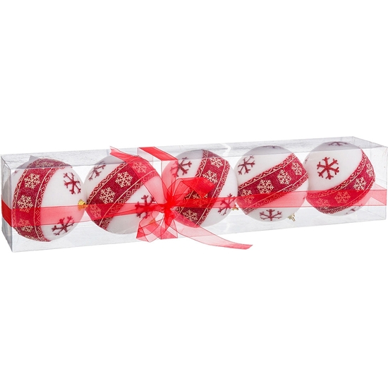 SET 5 BOLAS ROJO Y BLANCO 10 CM image 0