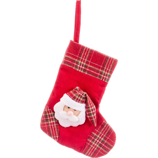 CALCETÍN PAPÁ NOEL NAVIDAD TELA 20X17 CM image 0