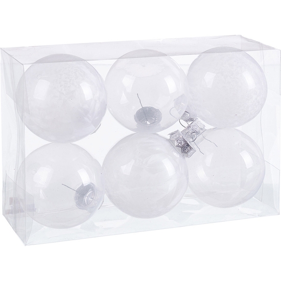 SET BOLAS BLACO TRANSPARENTE Y SEDA 80 MM image 0
