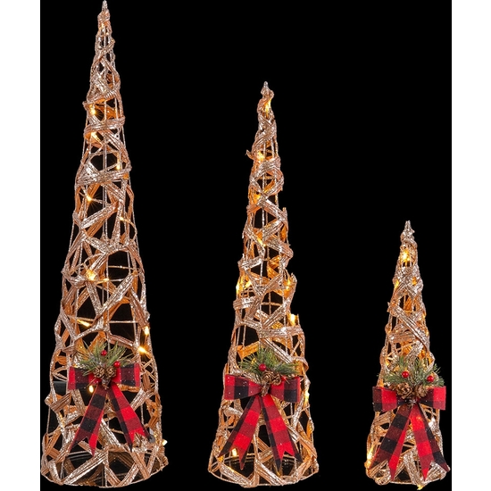 SET 3 ÁRBOL CONO DECORACIÓN NAVIDAD 80 CM ALTO image 0