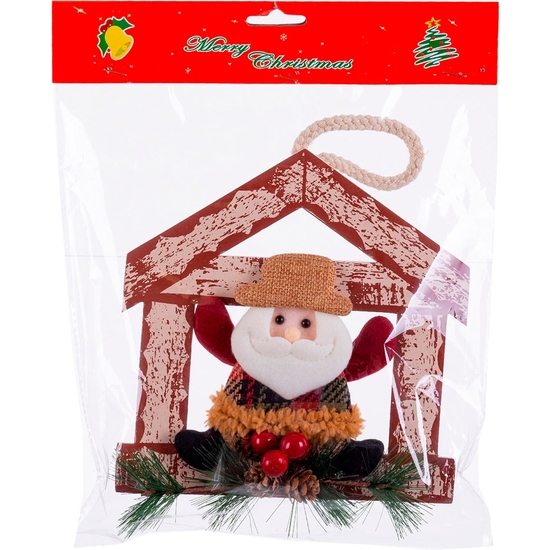 COLGANTE CASITA CON PAPÉ NOEL TELA 19 CM image 1