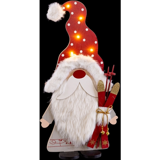 PAPÁ NOEL MADERA DECORACIÓN CON LUZ 47 CM ALTO image 0