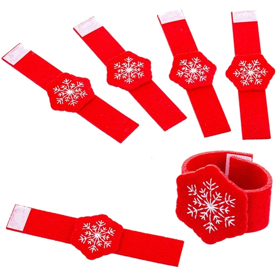 PACK 6 SERVILLETEROS FIELTRO ROJO ESTRELLA DE NIEVE image 0