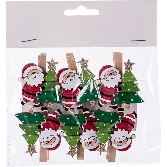 SET 6 PINZAS MADERA PAPÁ NOEL image 1