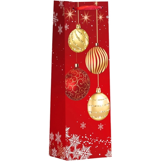 BOLSA DE REGALO CON PURPURINA PARA BOTELLA NAVIDAD 12X36X9 image 0