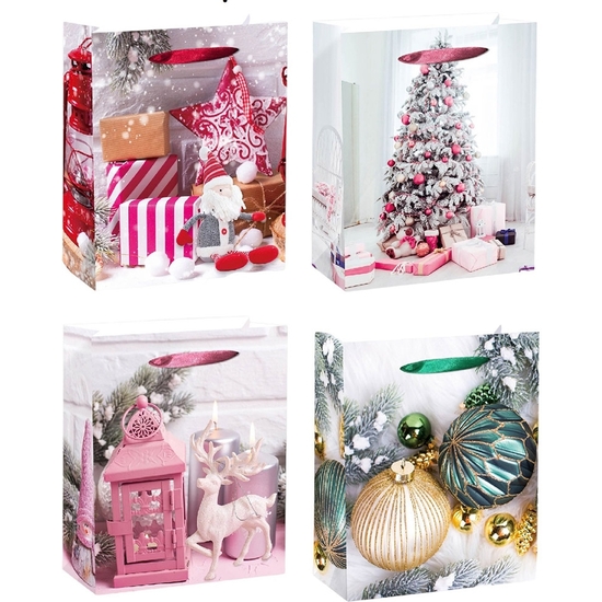 BOLSA DE REGALO CON PURPURINA NAVIDAD 26X32X10 - 4 MODELOS image 1