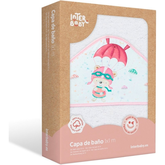 SET REGALO BABERO Y CAPA DE BAÑO BEBÉ ROSA image 1