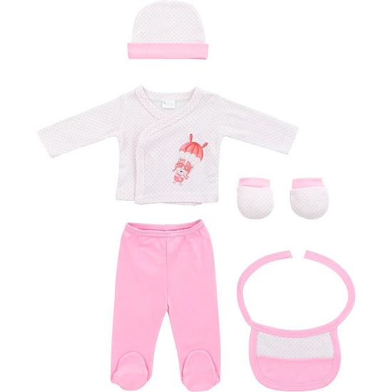 SET REGALO PRIMERA PUESTA BEBÉ 5 PIEZAS ROSA image 1