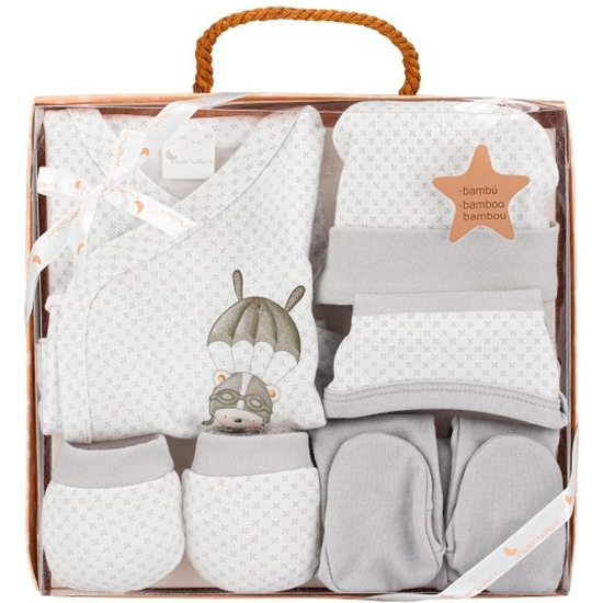 SET REGALO PRIMERA PUESTA BEBÉ 5 PIEZAS GRIS image 0