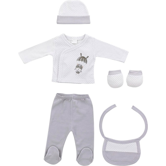 SET REGALO PRIMERA PUESTA BEBÉ 5 PIEZAS GRIS image 1