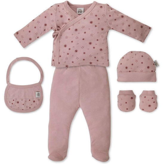 SET REGALO PRIMERA PUESTA BEBÉ 5 PIEZAS BAMBÚ NATURAL ROSA image 1