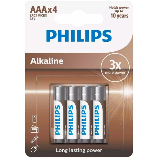 BLISTER 4 PILAS ALCALINAS PHILIPS BRONZE LR03 AAA image 0