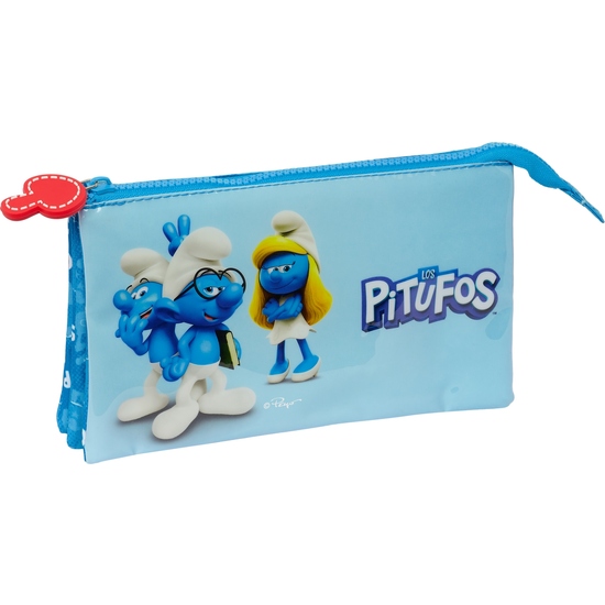 PORTATODO TRIPLE LOS PITUFOS image 0