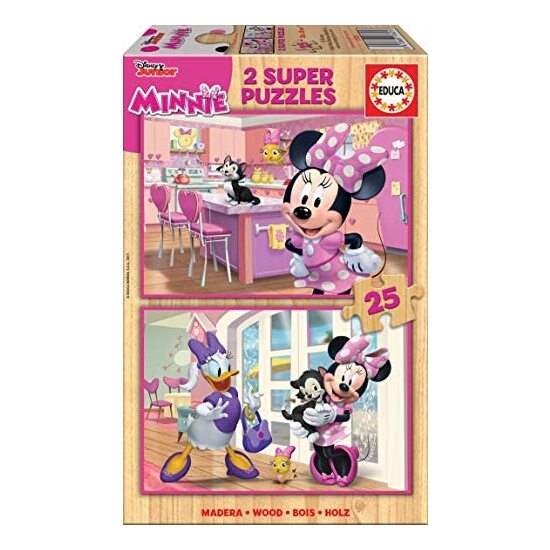 2 PUZZLES DE MADERA DE 25 PIEZAS MINNIE MOUSE "ME TIME" image 0