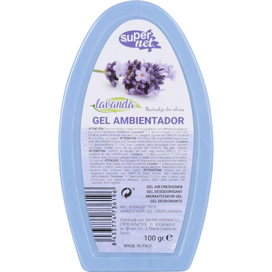 AMBIENTADOR GEL 100GR.LAVANDA SUPERNET image 1