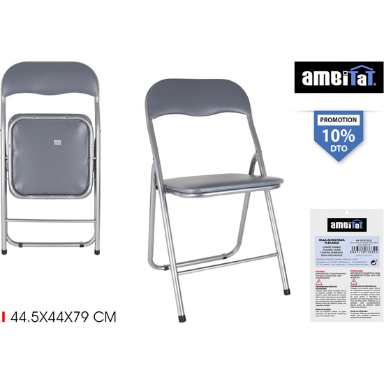 SILLA ACOLCHADA PLEGABLE GRIS AMBITAT image 0