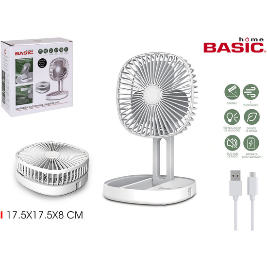 VENTILADOR MESA PLEGABLE 4.5W C/USB BASIC HOME image 0