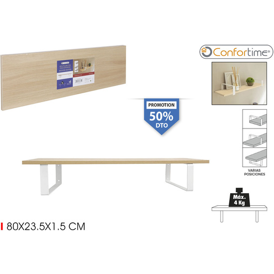 ESTANTE MDF NATUR C/SOP.80X23.5X1.5 CONFORTIME image 0