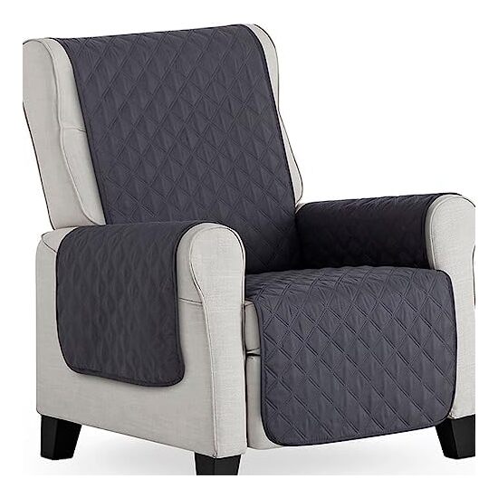 CUBRE SILLÓN ACOLCHADO REVERSIBLE MAUI GRIS / GRIS CLARO. PROTECTOR PARA SILLÓN ACOLCHADO 1 PLAZA. SALVA SOFÁ TACTO PIEL DE MELOCOTÓN image 1