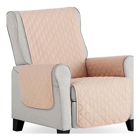 CUBRE SILLÓN ACOLCHADO REVERSIBLE MAUI BEIGE / MARRÓN. PROTECTOR PARA SILLÓN ACOLCHADO 1 PLAZA. SALVA SOFÁ TACTO PIEL DE MELOCOTÓN image 1