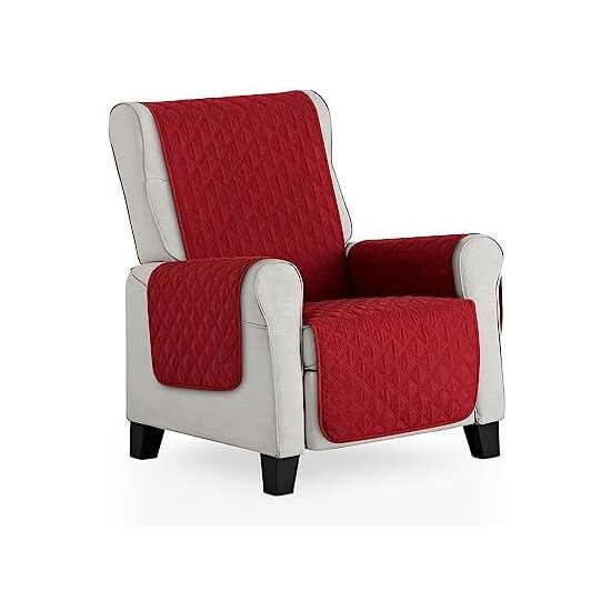 CUBRE SILLÓN ACOLCHADO REVERSIBLE MAUI ROJO / BEIGE. PROTECTOR PARA SILLÓN ACOLCHADO 1 PLAZA. SALVA SOFÁ TACTO PIEL DE MELOCOTÓN image 0