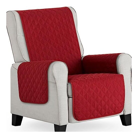 CUBRE SILLÓN ACOLCHADO REVERSIBLE MAUI ROJO / BEIGE. PROTECTOR PARA SILLÓN ACOLCHADO 1 PLAZA. SALVA SOFÁ TACTO PIEL DE MELOCOTÓN image 1