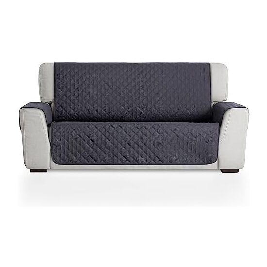 CUBRE SOFÁ ACOLCHADO REVERSIBLE MAUI GRIS / GRIS CLARO. PROTECTOR PARA SOFÁ ACOLCHADO 3 PLAZAS. SALVA SOFÁ TACTO PIEL DE MELOCOTÓN image 0