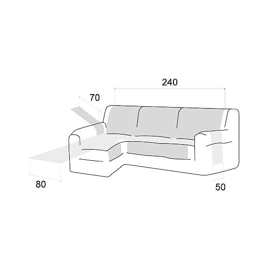 CUBRE SOFÁ CHAISE LONGUE ACOLCHADO MAUI BRAZO IZQUIERDO 240CM, GRIS. SALVASOFÁ PARA CHAISE LONGUE ACOLCHADO image 3