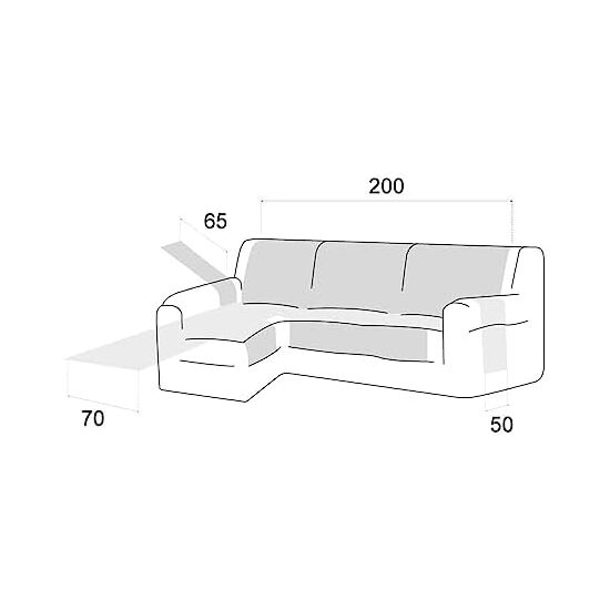 CUBRE SOFÁ CHAISE LONGUE ACOLCHADO MAUI BRAZO IZQUIERDO 200CM, GRIS. SALVASOFÁ PARA CHAISE LONGUE ACOLCHADO image 3