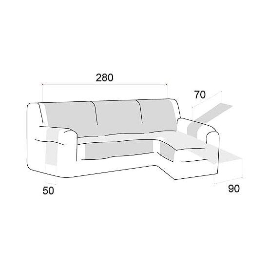 CUBRE SOFÁ CHAISE LONGUE ACOLCHADO MAUI BRAZO DERECHO 280CM, BEIGE. SALVASOFÁ PARA CHAISE LONGUE ACOLCHADO image 3