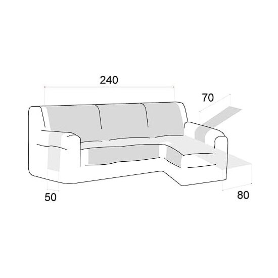 CUBRE SOFÁ CHAISE LONGUE ACOLCHADO MAUI BRAZO DERECHO 240CM, GRIS. SALVASOFÁ PARA CHAISE LONGUE ACOLCHADO image 3