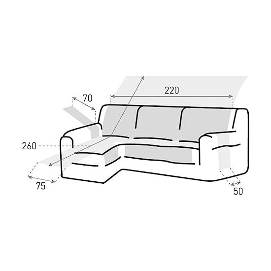 CUBRE SOFÁ CHAISE LONGUE ACOLCHADO MAUI BRAZO IZQUIERDO 220CM, BEIGE. SALVASOFÁ PARA CHAISE LONGUE ACOLCHADO image 3