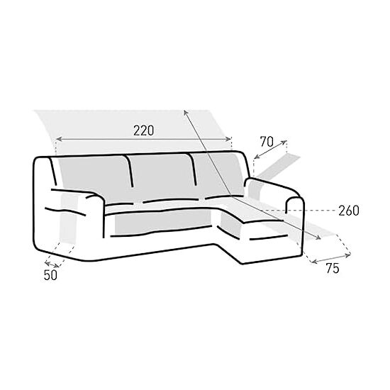 CUBRE SOFÁ CHAISE LONGUE ACOLCHADO MAUI BRAZO DERECHO 220CM, BEIGE. SALVASOFÁ PARA CHAISE LONGUE ACOLCHADO image 3