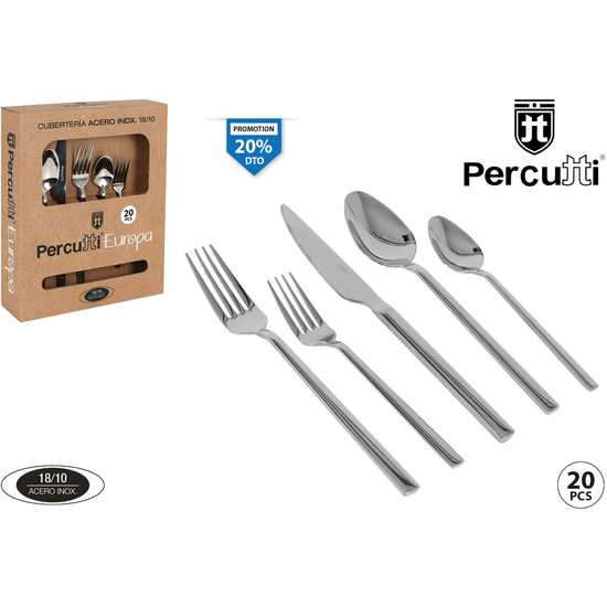 SET 20 PCS CUBIERTOS ACERO INOX.PERCUTTI EUROPA image 0